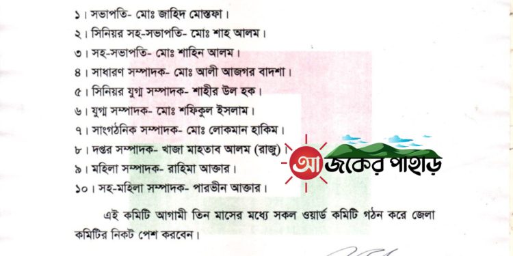 রাঙামাটিতে সম অধিকার আন্দোলনের পৌর কমিটি