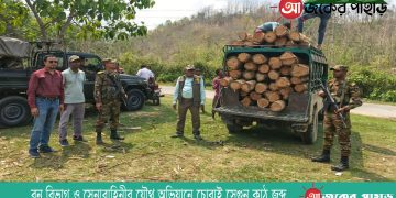 বন বিভাগ ও সেনাবাহিনীর যৌথ অভিযানে চোরাই সেগুন কাঠ জব্দ