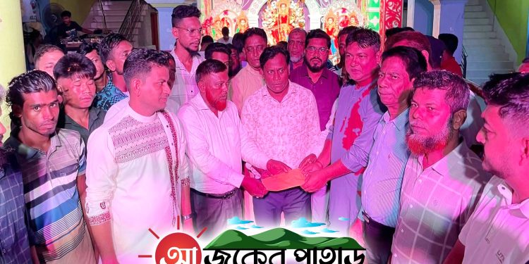 নানিয়ারচরে পূজামণ্ডপ পরিদর্শনে জেলা পরিষদ সদস্য ফারুক আহমেদ সাব্বির
